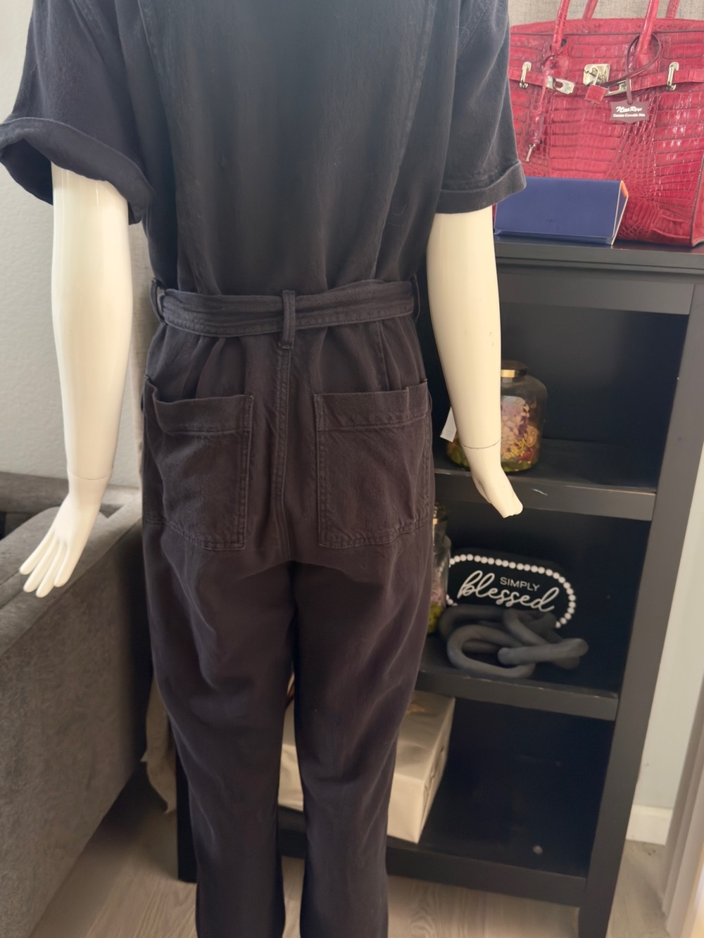Good American Black Short-Sleeve Tie-Waist Jumpsuit - Picture 14 of 14